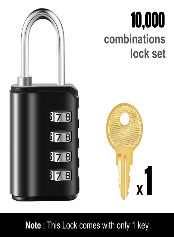 SOLDTRUE 4-Digit Combination Padlock with Backup Key | Heavy Duty Black Metal Security Lock | Resettable Code for Gym Locker, School, Travel, Gate & Storage Use (Black) - Image 2